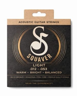 Squaver Acoustic Guitar Strings – Light Gauge (.012–.053) 80/20 Bronze, Premium Tone, Long Lasting & Stable Tuning