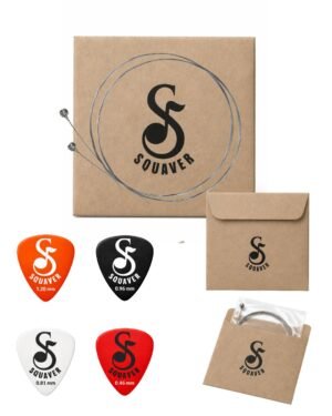 Squaver E 1st Acoustic Guitar Strings (Set of 2) + 4 Premium Plectrums Combo – Extra Light High E String Pack