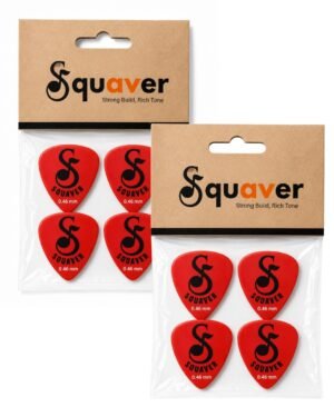 Squaver Guitar Plectrum, Red, 0.46 mm, Thin, pack of 8, for Rhythm and Acoustic Playing