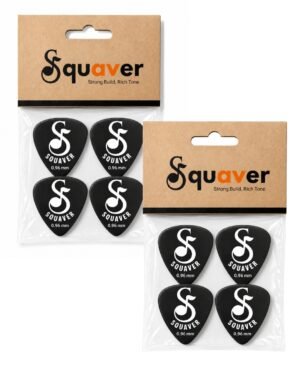 Squaver Guitar Plectrums, Black, 0.96 mm, Hard Thick, Pack of 8