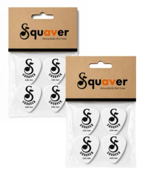 Squaver Guitar Picks, White, 0.81mm Medium Thickness, Non-Slip, for Lead and Rhythm Playing, Pack of 8