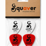 Squaver Guitar Plectrum, 0.46 mm & 0.81 mm, Non-Slip, for Rhythm Guitar, White and Red, 4 Pack